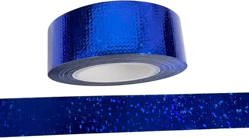 Vista 4 de Syntego Cinta Adhesiva de Follaje Azul Premium Metálica Autoadhesiva para Decoración de Pared, Manualidades, Álbum de Recortes, Bordes de TV