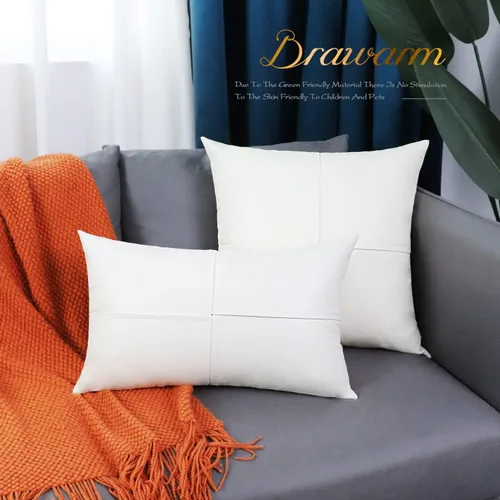 Vista 94 de BRAWARM Fundas de Almohada Decorativas de Cuero Sintético 12 X 20 Pulgadas, Fundas de Almohada Lumbar de Cuero Naranja Paquete de 2, Almohadas