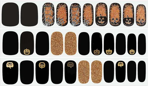 Vista 8 de Dashing Diva - Tiras de uñas de gel brillantes de Halloween con brillo en la oscuridad - Boo Crew Sin rayos UV, de larga duración, lindas