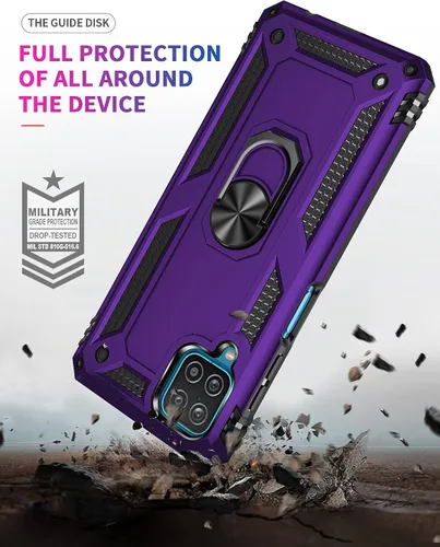 Vista 6 de Funda para Galaxy A12, con protector de pantalla, grado militar, 16 pies, probada contra caídas con soporte magnético, funda protectora para Galaxy