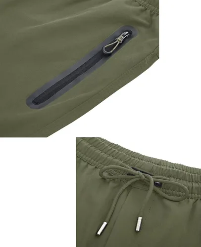 Vista 5 de BIYLACLESEN Pantalones de correr para hombre, ligeros, de secado rápido, para senderismo, con bolsillos con cremallera