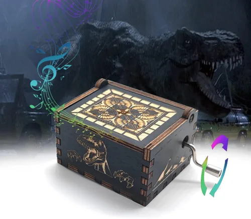 Vista 10 de Howl's Moving Castle Caja de música de madera, caja de música con temática de anime, caja de música de manivela de madera para fanáticos del anime