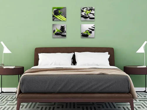 Vista 2 de Biufo Lienzo decorativo para pared, diseño de piedras zen, arte de pared relajado, para baño, yoga, spa, decoración de habitación
