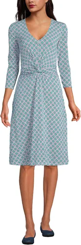 Vista 2 de Lands' End Vestido de algodón ligero modal con manga 34 y cuello en V para mujer