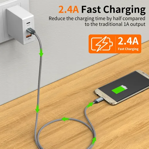 Vista 4 de JXMOX Cable USB C a Micro USB, (3.3 pies, paquete de 2) Cable Cargador Tipo C a Micro USB, Admite Carga y Sincronización Compatible