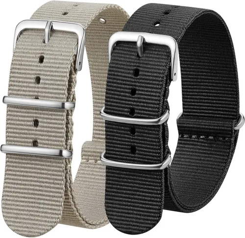 Vista 20 de Correa de Reloj de Nylon de Repuesto de Liberación Rápida con Hebilla Pesada Correas de Reloj para Hombres y Mujeres Negro Gris / Negro