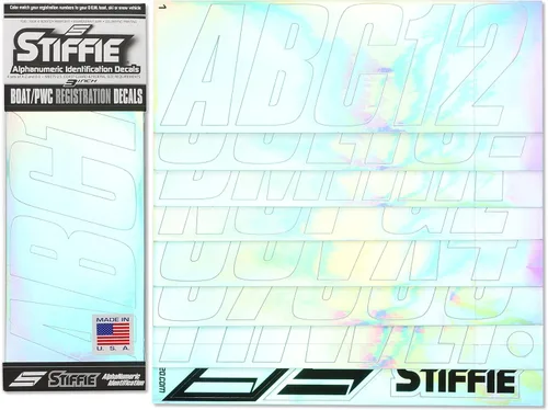 Vista 2 de STIFFIE Shift Chrome 3" Boat & PWC Registration Decals • Etiquetas Adhesivas Letras Números