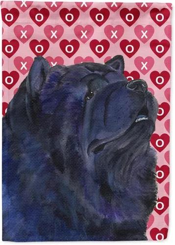 Vista 318 de Caroline's Treasures SS4484GF Bandera de jardín con diseño de bulldog inglés y corazones para el Día de San Valentín, bandera decorativa para patio