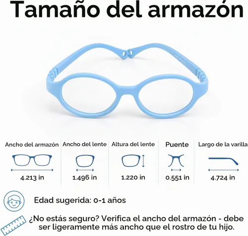 Vista 6 de Baby Glasses 0-1 Year - XXS Round Infant Glasses with Strap 38-14-120 - Clear Newborn Spectacles for Prescription Negro