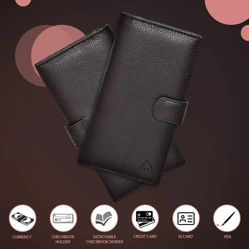 Vista 4 de Fundas de cuero RFID hechas a mano para hombres y mujeres con 6 tarjetas de crédito y 1 ranura para identificación y soporte para bolígrafo
