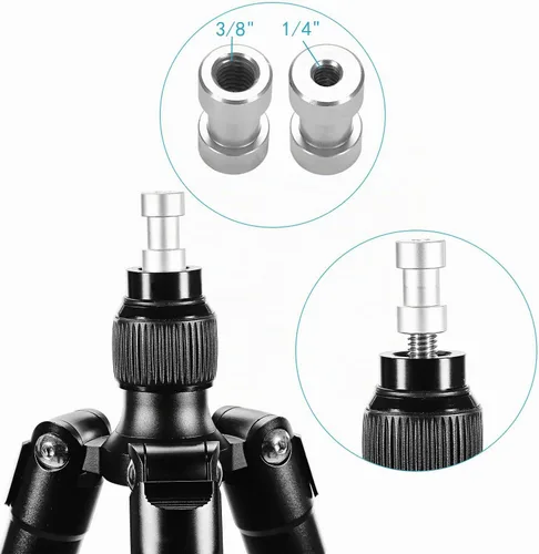 Vista 4 de Neewer® Adaptador convertidor de tornillo roscado de metal de 1/4" 3/8" para cámara DSLR, trípode, plataforma de hombro, soporte de luz, jaula