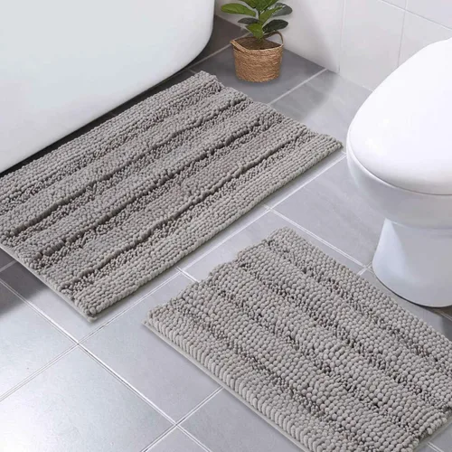 Vista 28 de NICETOWN Tapete negro para baño, antideslizante, suave, absorbente de agua, tapete de bajo perfil para entrada, tapete para vestíbulo, puerta