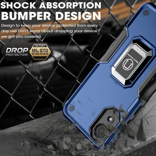 Vista 2 de Funda para Samsung Galaxy A03 Core, soporte magnético de anillo de metal, cubierta probada contra caídas, compatible con soporte magnético