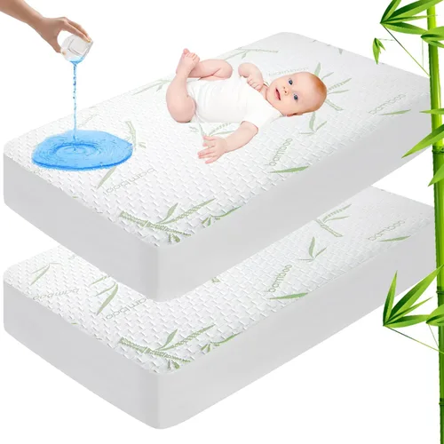 Vista 15 de Protector de Colchón Twin Impermeable, Funda Protectora de Colchón Lavable de Rayón de Bambú, Cubrecolchón Transpirable y Silencioso con Elástico