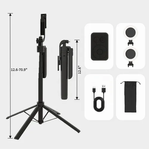 Vista 7 de Trípode para selfie stick de seguimiento automático con luz de llenado, rotación de 360 grados y control de gestos, trípode para selfie stick