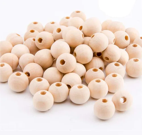 Vista 4 de 300 cuentas espaciadoras de madera de 0.315 pulgadas – Cuentas sueltas redondas de madera natural sin terminar