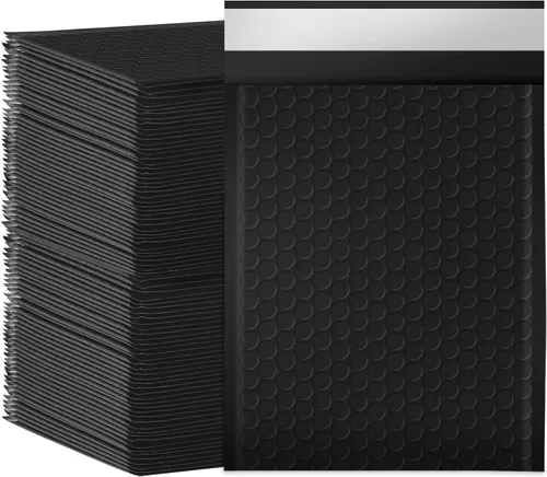 Vista 8 de packbabol Sobres de burbujas, sobres de burbujas acolchados de polietileno de 4 x 7 pulgadas, paquete de 50 sobres de burbujas, opacos Negro