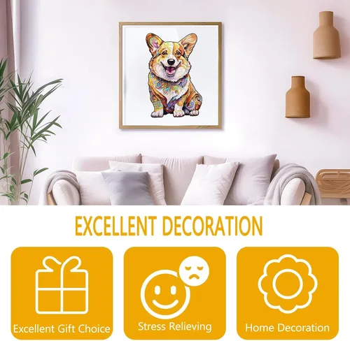 Vista 5 de Rompecabezas de madera para adultos, rompecabezas avanzado de madera de Corgi inteligente para adultos, rompecabezas de madera de forma única