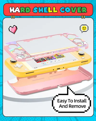 Vista 28 de Gurgitat 2 in 1 for Nintendo Switch Lite Case Protector - 24 Game Card Holder Case & Switch Lite Protective Cover Cute Funny Cartoon Hard Shell for
