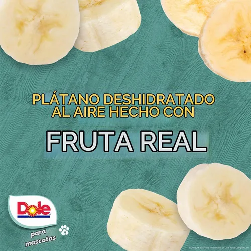 Vista 2 de Dole Golosinas para perros de plátano secado al aire para mascotas, 6 onzas Hecho con plátano real, un solo ingrediente, golosinas para perros