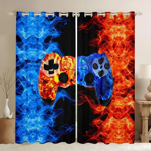 Vista 10 de Erosebridal Cortinas de baloncesto de béisbol, fútbol, rugby, tratamiento de ventanas para niños, niñas, adolescentes, con temática de deportes