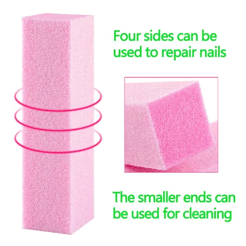 Vista 2 de 20 bloques de pulidor de uñas con 4 lados, kit profesional de manicura de pedicura de grano 120 (rosa)