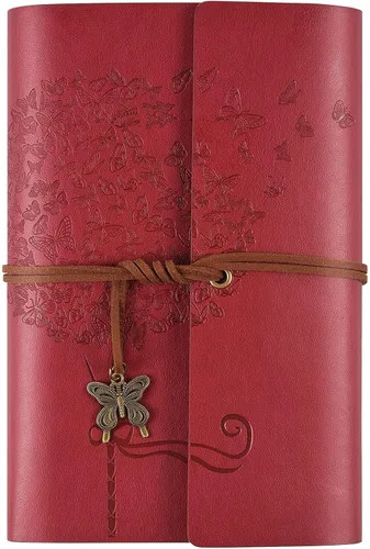 Vista 13 de OMEYA Cuaderno de cuero para diario, planificador de diario de escritura recargable, regalos para mujeres, hombres, niñas, hermanas, amigos