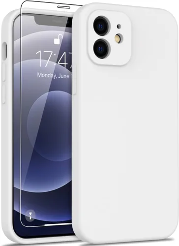 Vista 21 de DEENAKIN Funda de silicona compatible con iPhone 12 con protector de pantalla, mejora la protección de la cámara, funda protectora suave y flexible
