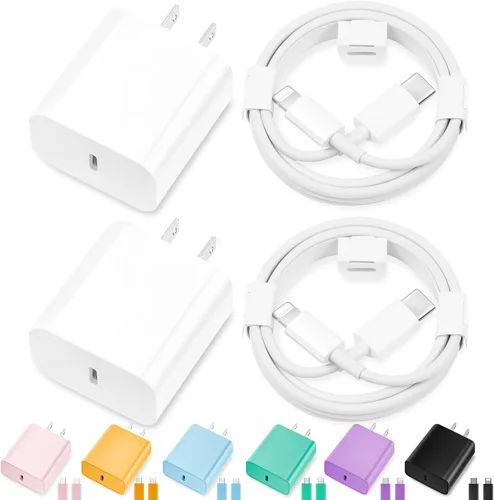 Vista 12 de Cargador para iPhone de carga rápida, paquete de 20 W, tipo C, bloque de carga rápida con [10 pies y 6 pies] USB C a cable Lightning compatible