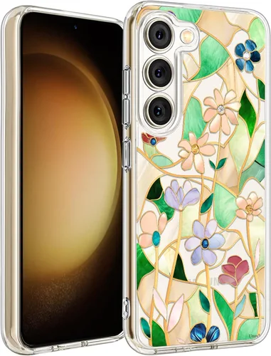 Vista 15 de Unov Funda para Galaxy S23, transparente con diseño, ajuste delgado, buen agarre, funda de teléfono en relieve, cubierta protectora a prueba