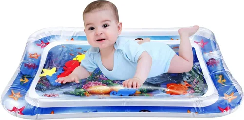 Vista 5 de PandaEar Paquete de 2 Alfombrillas de Agua para Tiempo Boca Abajo para Bebé, Alfombrillas de Juego de Agua Inflables Juguetes para Bebés Recién