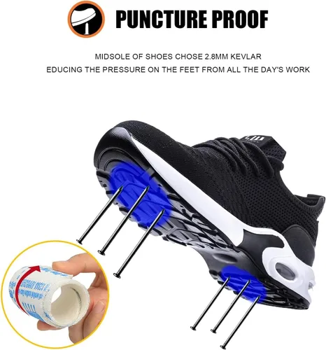 Vista 3 de LIWEGHT Zapatos de punta de acero para mujer, zapatos de seguridad ligeros para mujer, cómodos zapatos de punta de acero compuestos, zapatos