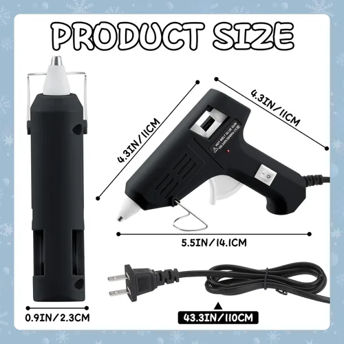 Vista 2 de Threlaco 6 Pcs Mini Hot Glue Gun for Class Craft Glue Guns Fast Preheating Hot Melt Gun Low Temp with Burn Protection School DIY Home, 20 W (Black)