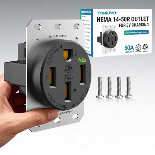 Vista 12 de Receptáculo de carga EV de 50 amperios/salida Nema 14-50 EV con placa de pared: dispositivo de hoja recta resistente, 2.42 "de diámetro, abrazadera