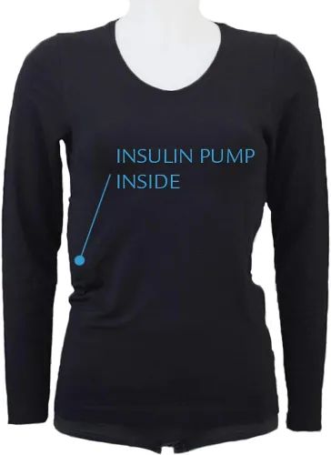 Vista 6 de ANNAPS - Camiseta de manga larga para mujer con bolsillos para bomba de insulina (M)