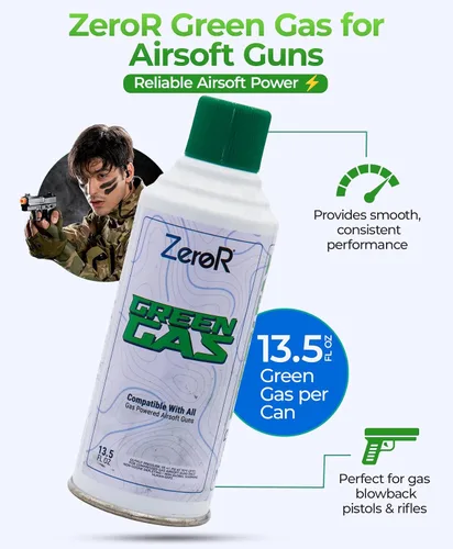 Vista 2 de ZeroR® Green Gas Fuel for Airsoft Pistols 13.5 fl oz Each (11.8 oz by Total Weight)