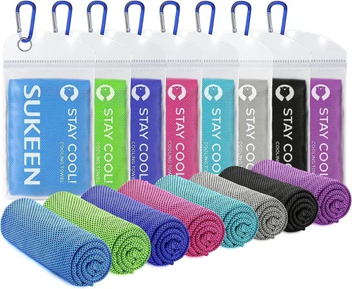 Vista 13 de Sukeen Paquete de 12 toallas refrescantes (40 x 12 pulgadas) para cuello y cara, suaves y transpirables para el cuello, toalla de hielo para climas