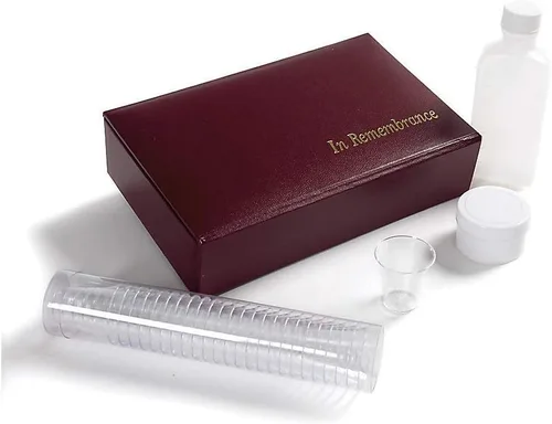 Vista 2 de BROADMAN CHURCH SUPPLIES Juego de comunión portátil, granate, 25 tazas