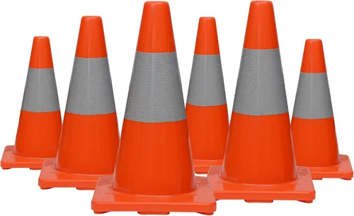 Vista 5 de Juego de 6 conos de seguridad de tráfico de PVC de 18 pulgadas con collar reflectante (6 conos)