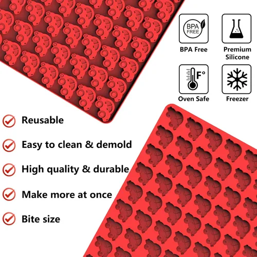 Vista 5 de Mini moldes de caramelo de chocolate, molde de silicona de 77 cavidades con forma de coche para dulces caseros, chocolate, gomita/gelatina, moldes