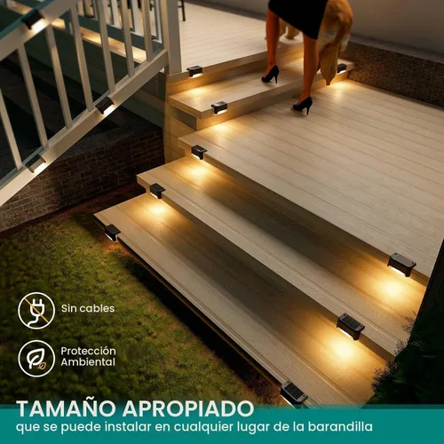 Vista 3 de SOLPEX - Luces solares para cubierta al aire libre, impermeables, paquete de 12 unidades, luces LED para escalones, terraza, vallas, patios