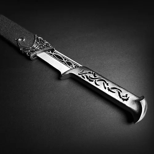 Vista 5 de Daga élfica medieval de fantasía de 11 pulgadas. Para colección, regalo o cosplay, personajes renacentistas A Fair (plata), plateado