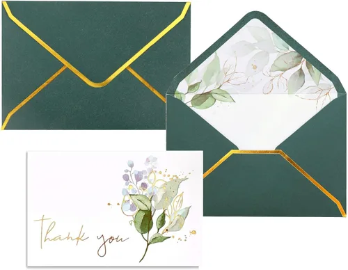 Vista 8 de Tarjetas de agradecimiento resistentes con sobres - Paquete de 36 notas de agradecimiento doradas de 4 x 6 pulgadas, para baby shower, despedida