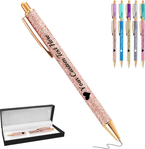 Vista 125 de Bolígrafos de purpurina personalizados con nombre impreso, bolígrafo personalizado con barril de metal, retráctil, bonito y elegante, regalos
