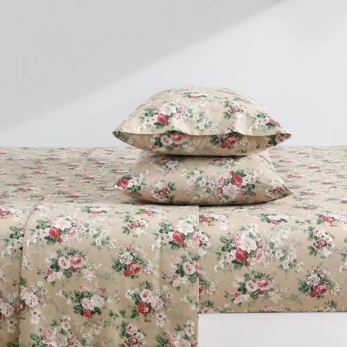 Vista 3 de Laura Ashley - Sábanas tamaño King, juego de ropa de cama de percal de algodón, ligeras y transpirables para decoración del hogar