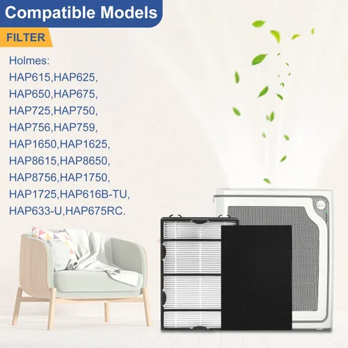Vista 4 de Filtro de repuesto HAPF600 para purificador de aire Holmes HAPF600, 4 filtros + prefiltros de carbono, parte HAPF600 HAPF600D HAPF600D-U2 HAP615