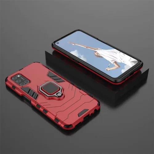 Vista 5 de Compatible con funda Oppo A52, soporte de anillo de metal a prueba de golpes (funciona con soporte magnético para automóvil), cubierta resistente