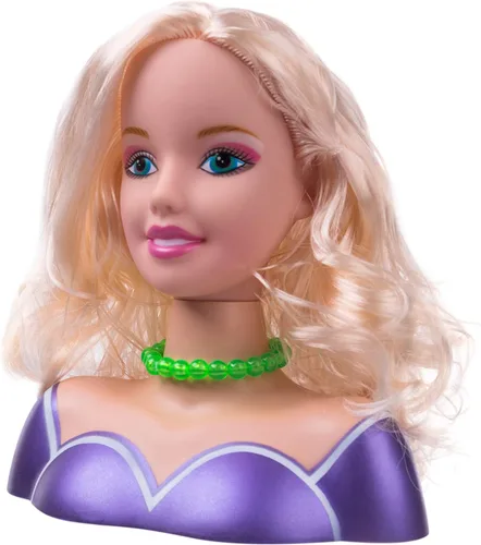 Vista 2 de Cabeza de muñeca para niños para peinar el cabello y maquillaje, práctica de maquillaje con secador de pelo, accesorios