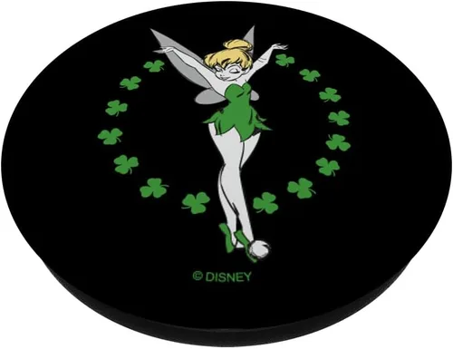 Vista 2 de Disney Peter Pan Tinker Bell Shamrock St. Patrick's Day PopSockets agarre y soporte para teléfonos y tabletas, Negro