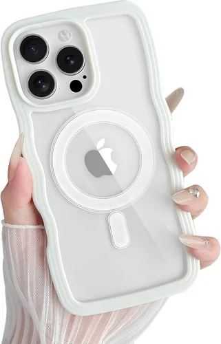 Vista 46 de Yeddabox Magsafe - Funda compatible con iPhone 13, diseño de ondas, lindo marco de colores de caramelo con ondas de agua, a prueba de golpes